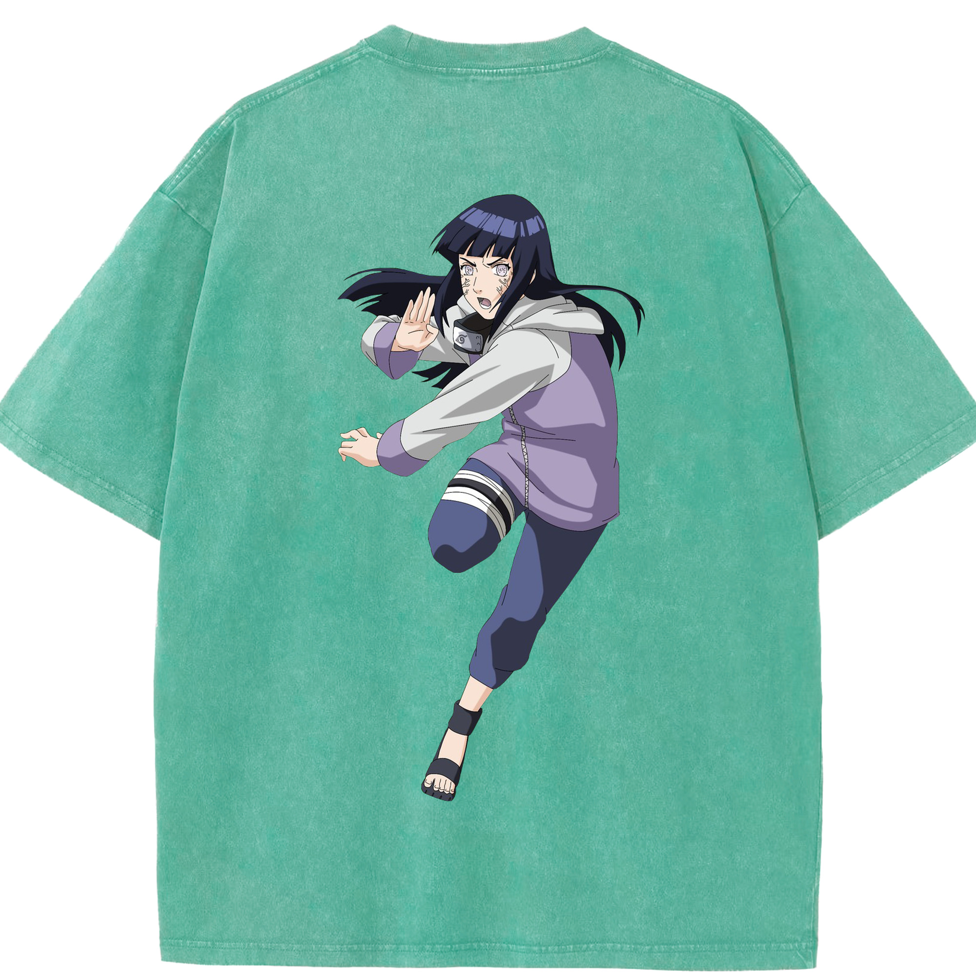 （画像用） NARUTO -ナルト- 日向ヒナタ Hyūga Hinata 綿100% ヴィンテージ風 半袖Tシャツ（背面プリント）
